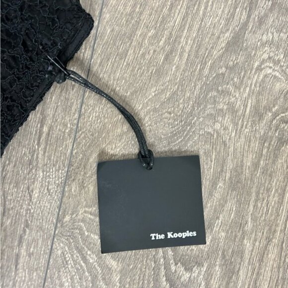 The Kooples Robe Lace & Leather Mini Dress Crepe Cap sleeve Black Size XS - Picture 11 of 16